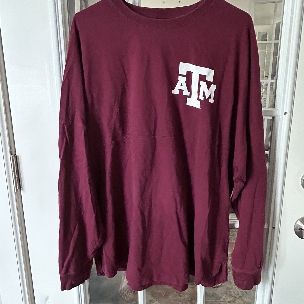 Texas A&M Spirt Jersey Aggies Long‎ Sleeve Maroon 100% Cotton Size Large - Picture 2 of 11